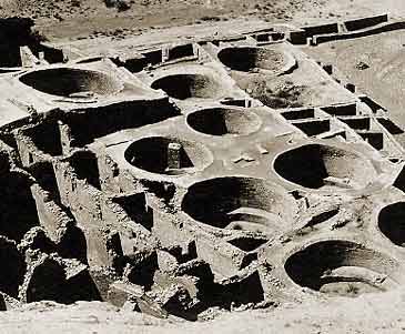 A Kiva Cluster Showing 9 Kivas at Chaco Canyon