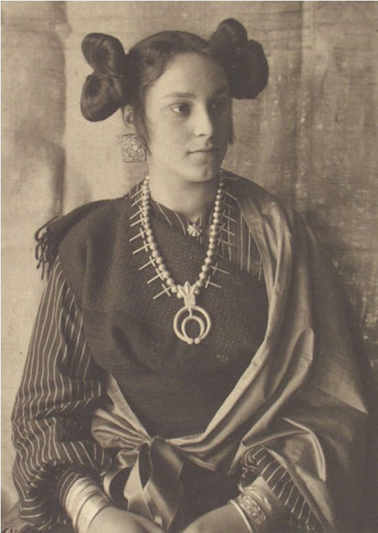 Hopi Woman Photograph by Adam Clarke Vroman Showing Distinctive Disk-Shaped Hairstyle and Inner-Earth Necklace